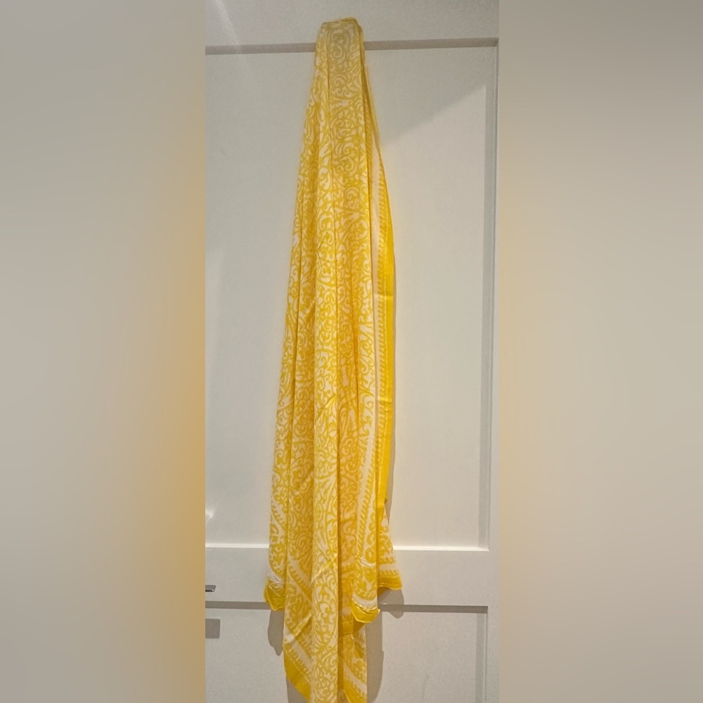 Yellow patterned swim cover-up.